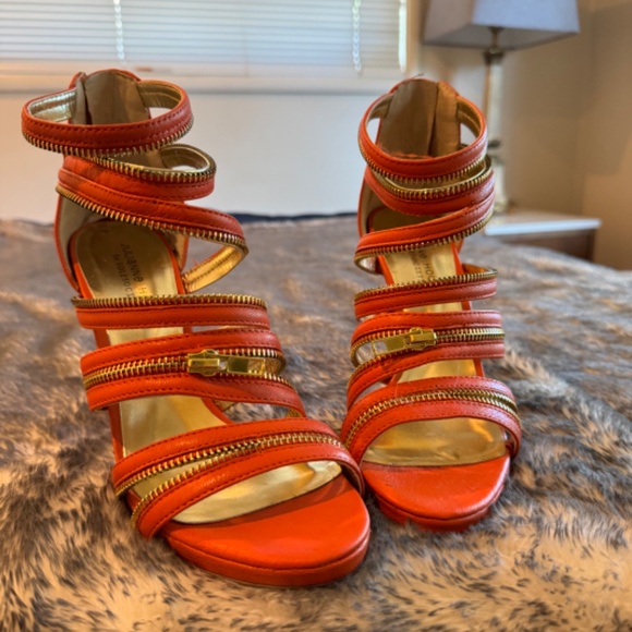 Julianne Hough Tangerine Tango Venice Napa Leather heals size 8.5 - Picture 10 of 11